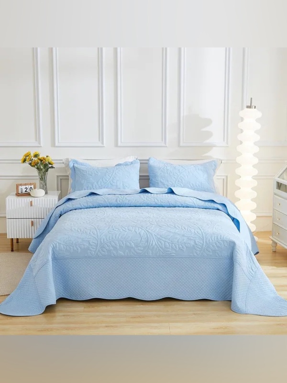 3 Piece Cotton Oversized Bedspread Quilt Set